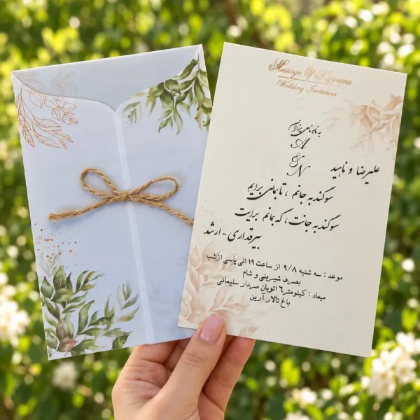 نمای اصلی کارت عروسی کالک مات گیاهی مدل ۱۰۱۵