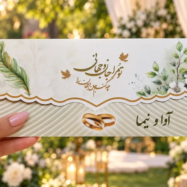 نمای اصلی کارت عروسی سهلا افقی حلقهدار مدل ۱۲۳۶